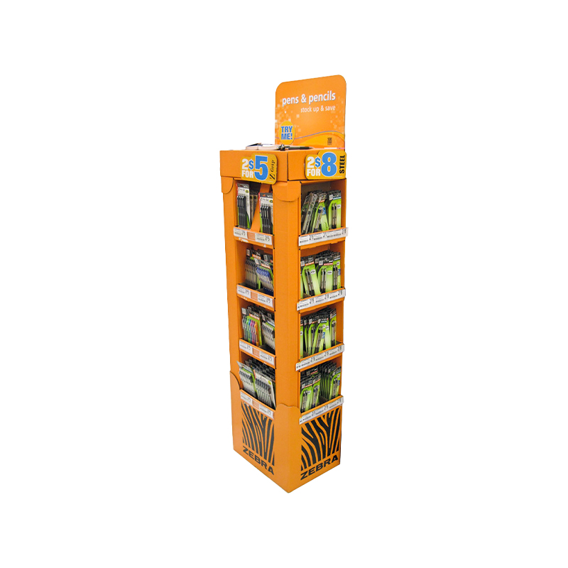Driezijdige pantone kleurafdrukkleedkleedbaar golfdisplay voor pennen en potloden